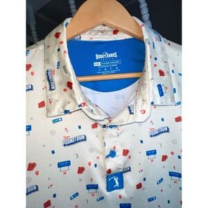 Men's Bogey Bros 2X Golf "Poundtown" polo Cream, Red & Blue Polyester & Spandex